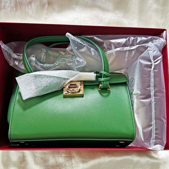 SATCHEL, SALVATORE FERRAGAMO MARA MINI CALFSKIN LEATHER,  TWO HANDLES & ONE - Picture 3 of 16